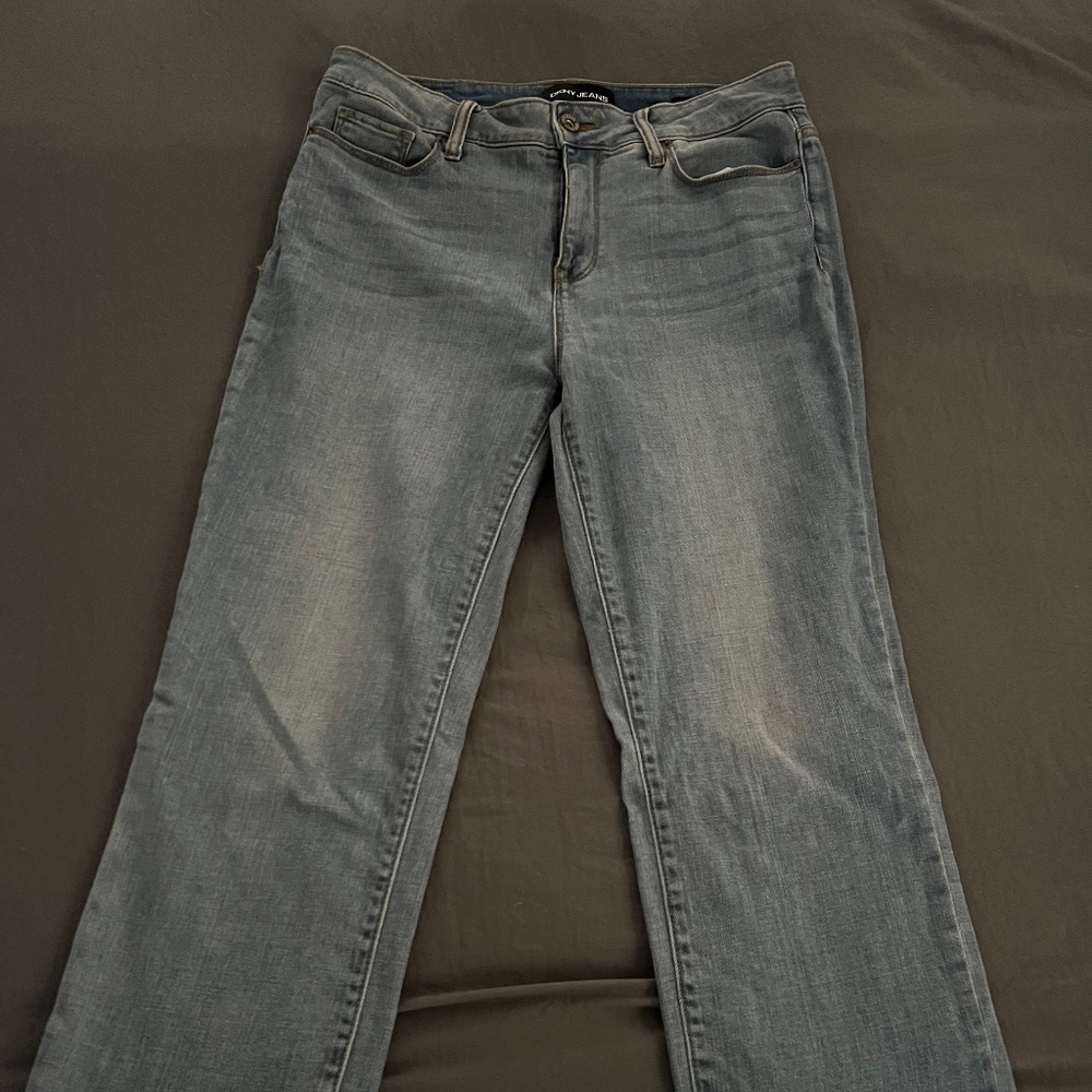 DKNY Rivington slim straight frayed hem crop jeans